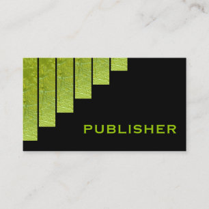 Modern green, black vertical stripes publisher business card