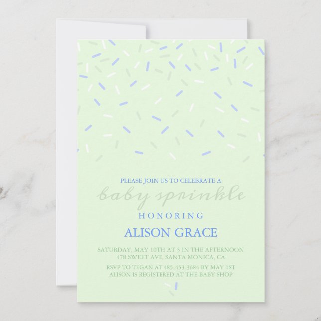 Modern Green & Blue Baby Sprinkle Invitation (Front)