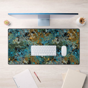 Modern Green Blue Camo Army Masculine Custom Name Desk Mat
