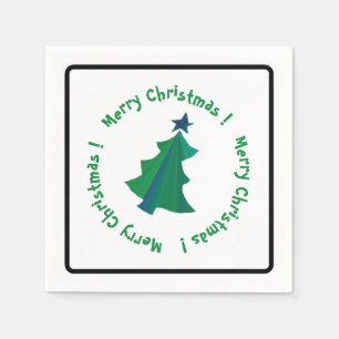Modern Green Blue Christmas Tree Napkin