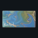 Modern Green Blue & Gold Marble Swirl Monogram Desk Mat<br><div class="desc">This beautiful desk mat features a blue,  green and gold swirl marble background. Simple and elegant. Add a name to make it truly personal. Makes a great gift. Created by Simply Farmhouse Press.</div>