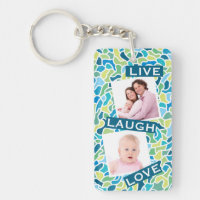 Modern Green Blue Mosaic Custom Photo Quote