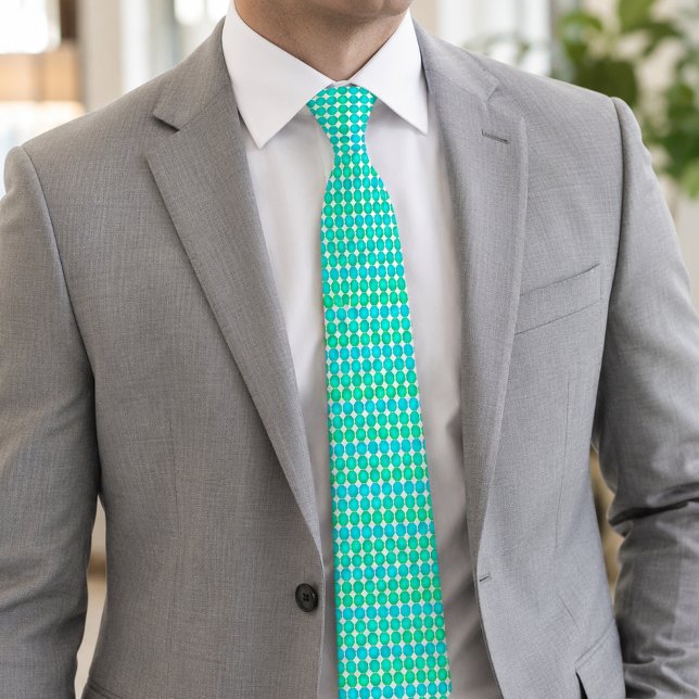 Modern Green Blue Octagon Pattern Tie (Creator Uploaded)