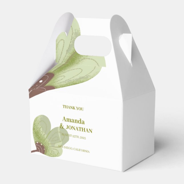 Modern Green Boho Calligraphy Wedding Thank You Favour Box (Front Side)