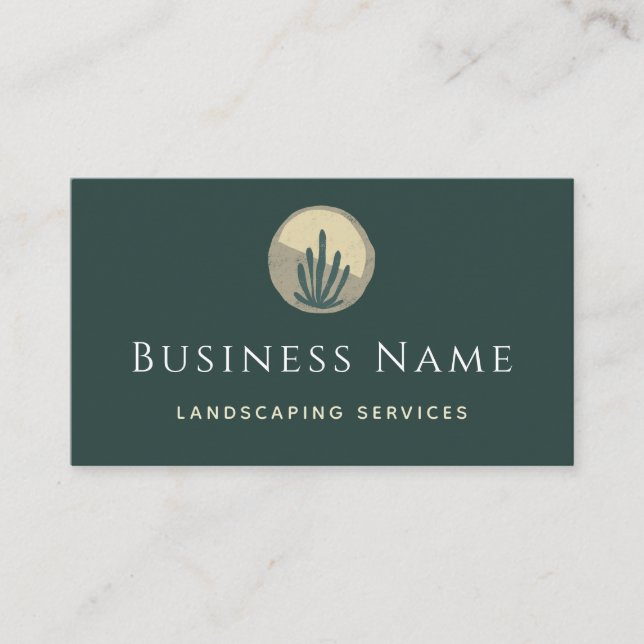 Modern Green Boho Plant Yard Landscaping Greenery Business Card (Front)