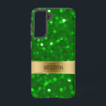 Modern Green Bokeh Glitter Case-Mate iPhone Case<br><div class="desc">Modern green tones bokeh style glitter pattern. Gold accent and customisable name/monogram.</div>