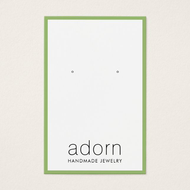 Modern Green Border Jewellery Earring Display Card (Front)
