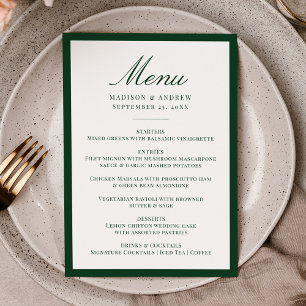 Modern Green Border Wedding Menu
