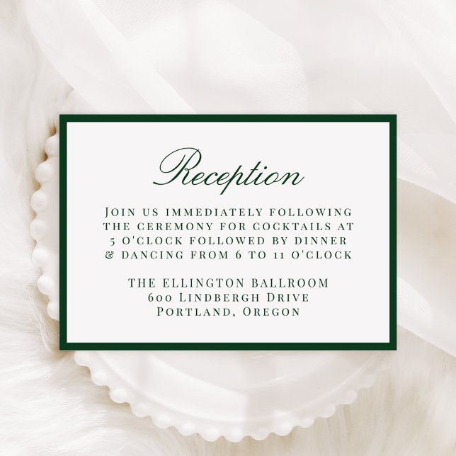 Modern Green Border Wedding Reception Enclosure Card (Creator Uploaded)