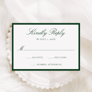 Modern Green Border Wedding RSVP Card