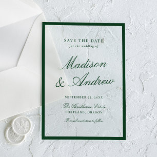 Modern Green Border Wedding Save the Date Acrylic Invitations