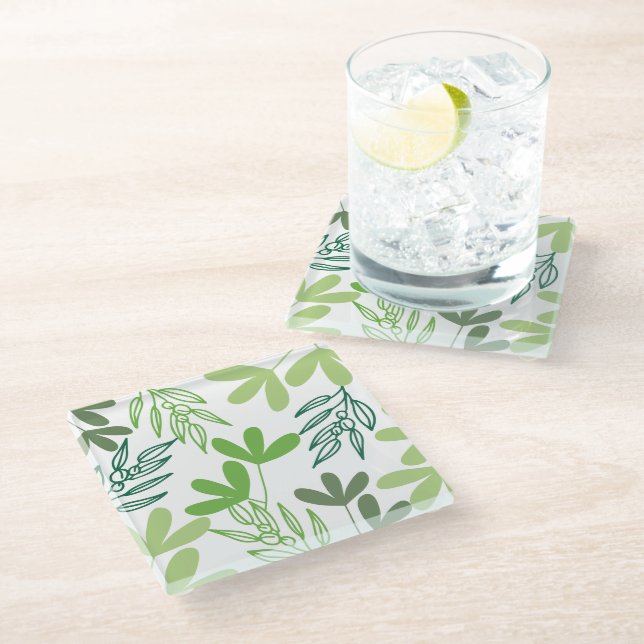 Modern Green Botanical Elagance Motif Coaster (Angled)