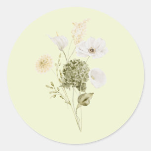 Modern Green Botanical Floral Wedding Sticker