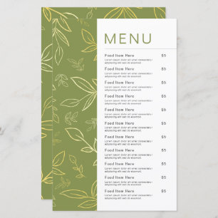 Modern Green Botanical Leaf Food Menu