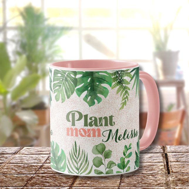 Modern Green Botanical Leaves Plant Mum  Mug (Creator Uploaded)