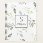 Modern Green Botanical Leaves Watercolor Monogram