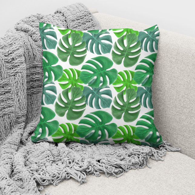 Modern Green Botanical Palm Leaves Cushion (Creator Uploaded)