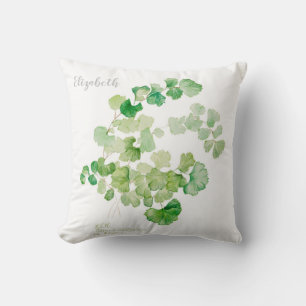 Modern Green Botanical Watercolor Painting Cushion
