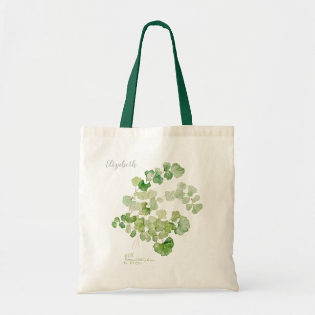 Modern Green Botanical Watercolor Painting Tote Bag (Front)
