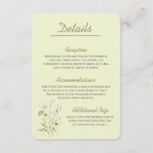 Modern Green Botanical Wedding Details Card