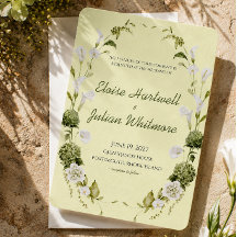 Modern Green Botanical Wedding Invitation