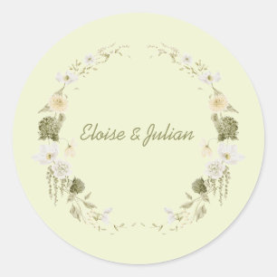 Modern Green Botanical Wedding Monogram Sticker