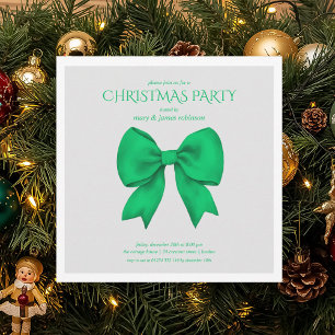 Modern Green Bow Christmas Holiday Party Invitation