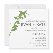 Modern Green Branch Wedding Invitation