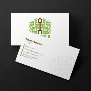Modern Green Brown Gardening Tree Lawn Care Mower Business Card