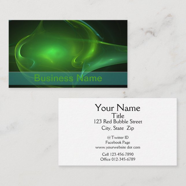 Modern Green Bubble Abstract Digital Art Streak Business Card (Front/Back)