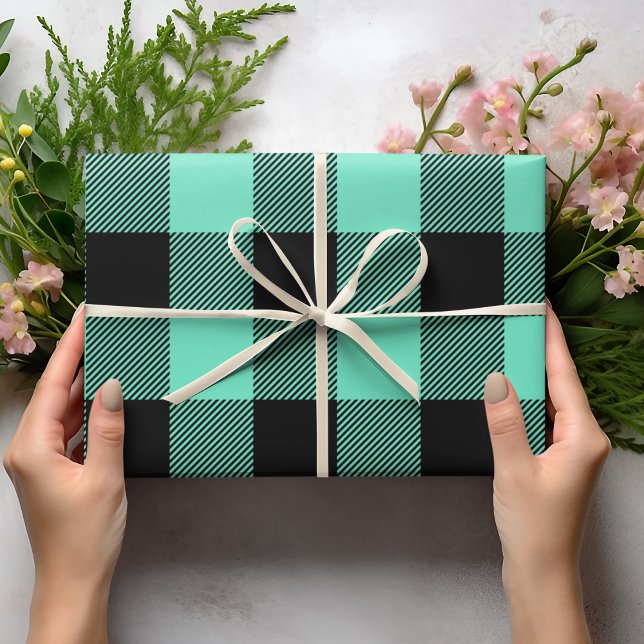 Modern Green Buffalo Plaid Easter Wrapping Paper (Creator Uploaded)