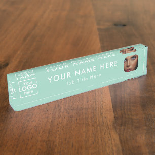 Modern Green Business Logo & Photo Professional Nameplate