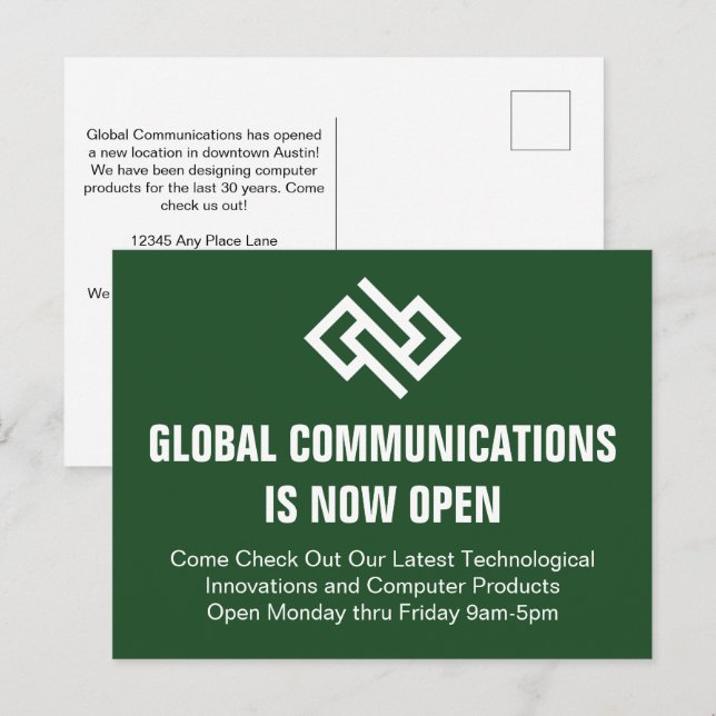 Modern Green Business Opening Advertisement Postcard (Front/Back)