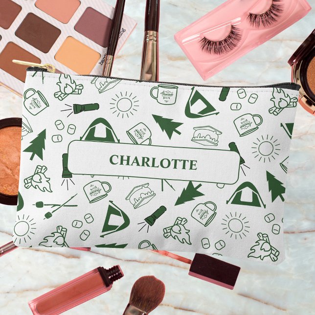 Modern Green Camp Bachelorette Weekend Accessory Pouch (Creator Uploaded)