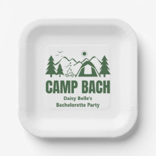 Modern Green Camp Bachelorette Weekend Paper Plate