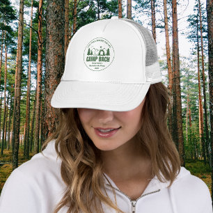 Modern Green Camp Bachelorette Weekend Trucker Hat