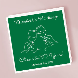 Modern Green Cheers to 30 years Birthday Napkins
