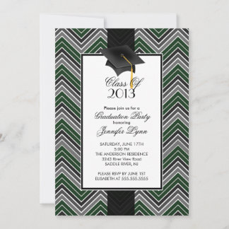 Modern Green Chevron 2013 Graduation Party Invitation