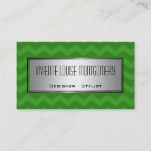 Modern Green Chevron Designer Business Card