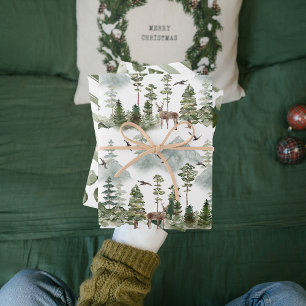 Modern Green Christmas Pattern Wrapping Paper Shee