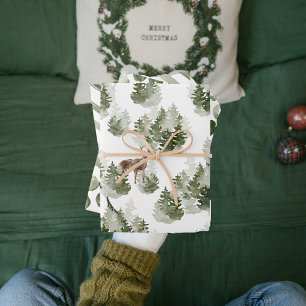 Modern Green Christmas Pattern Wrapping Paper Shee