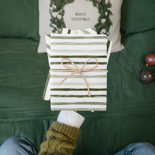 Modern Green Christmas Pattern Wrapping Paper Sheet