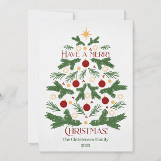 Modern Green Christmas Tree Holiday Card