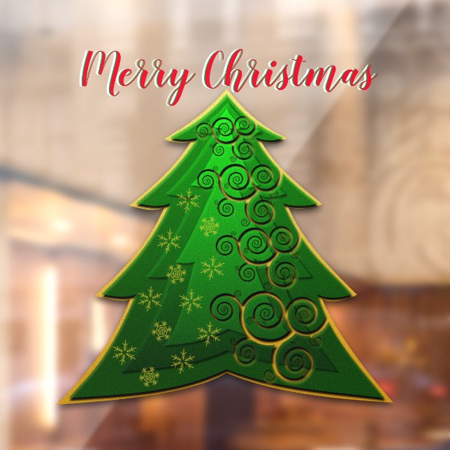 Modern Green Christmas Tree Window Cling (Sheet 2)