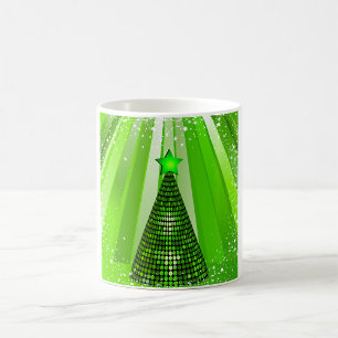 Modern Green Christmas Tree with Star  Coffee Mug