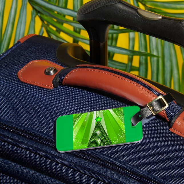 Modern Green Christmas Tree with Star  Luggage Tag (Creator Uploaded)