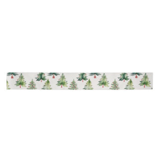 Modern green Christmas trees satin ribbon