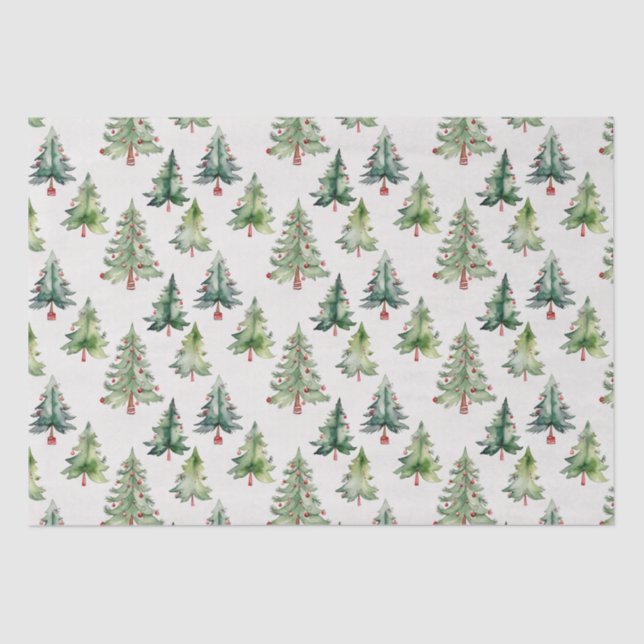 Modern green Christmas trees tissue paper  (Front)