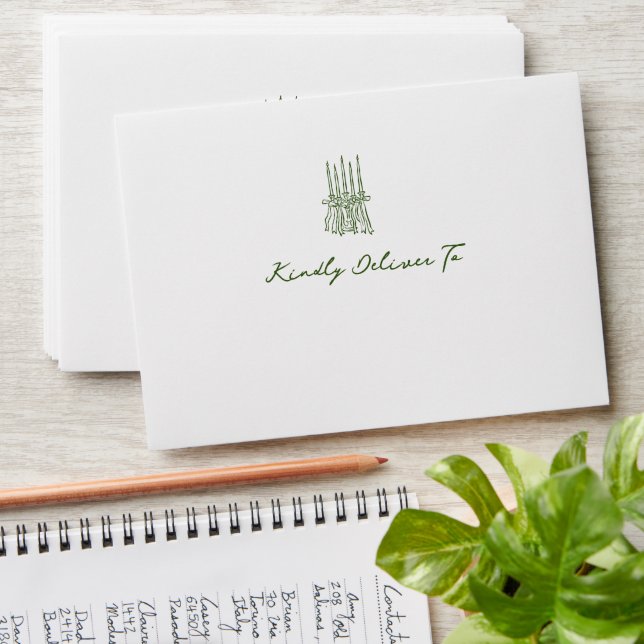 Modern Green Christmas Whimsical Envelope (Stacked)