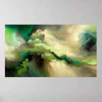 Modern Green Clouds Abstract art